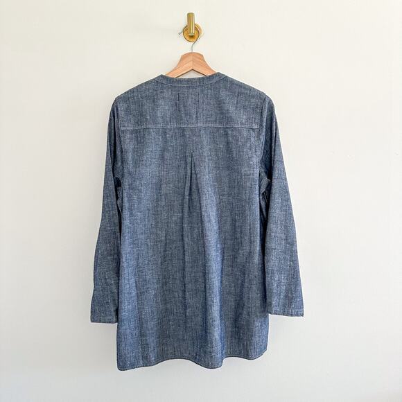 NWT Vince Patch Pocket Chambray Button Front Long Sleeve Shirt Blue Rinse M - Picture 4 of 13